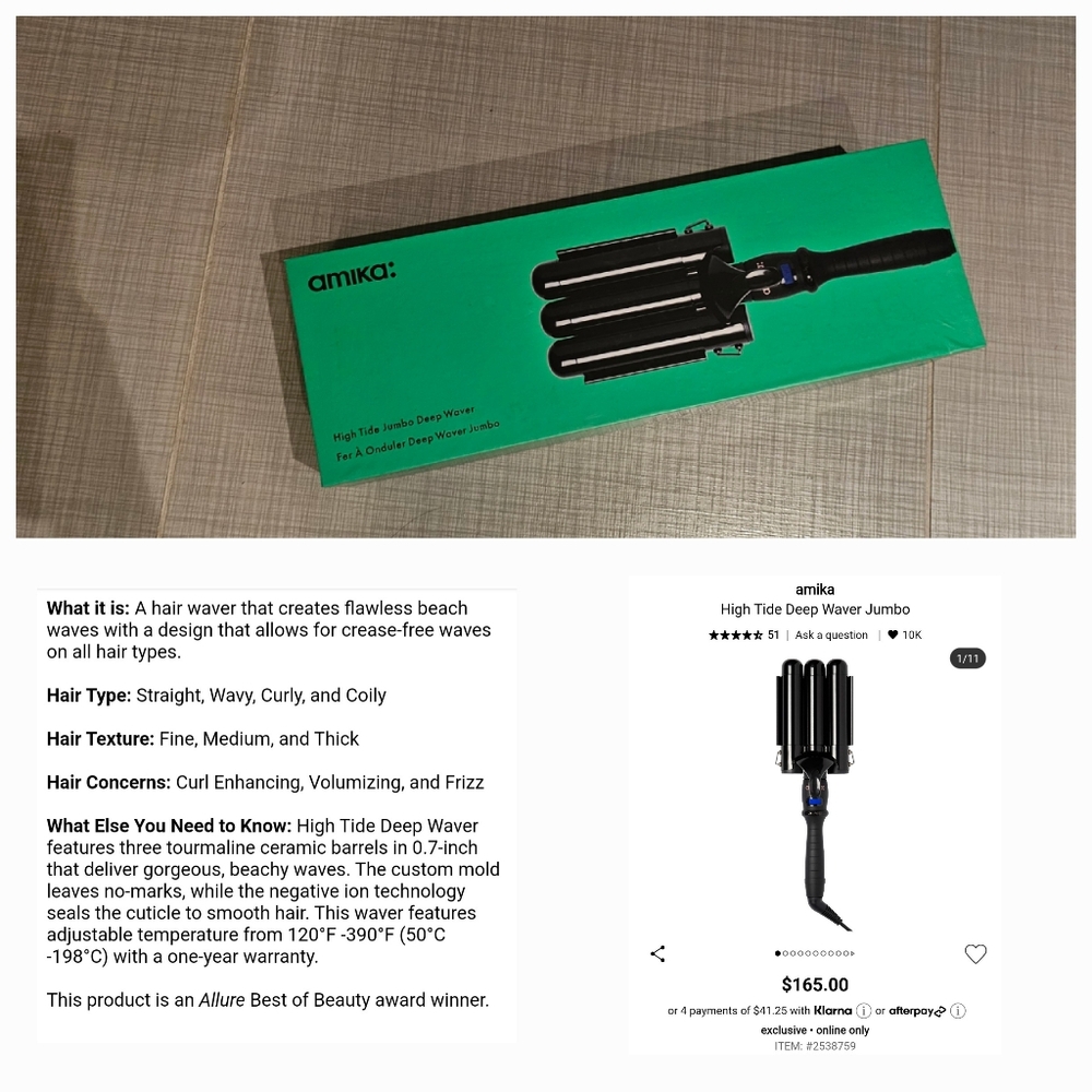 amika High Tide Deep Waver - Black and Green